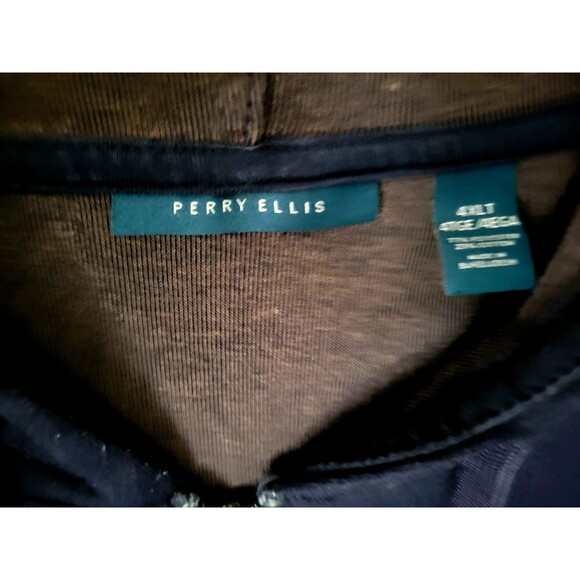 Men's Perry Ellis Navy Blue Full Zip Hoodie Size 4XLT Big & Tall Sweatshirt - Picture 4 of 6